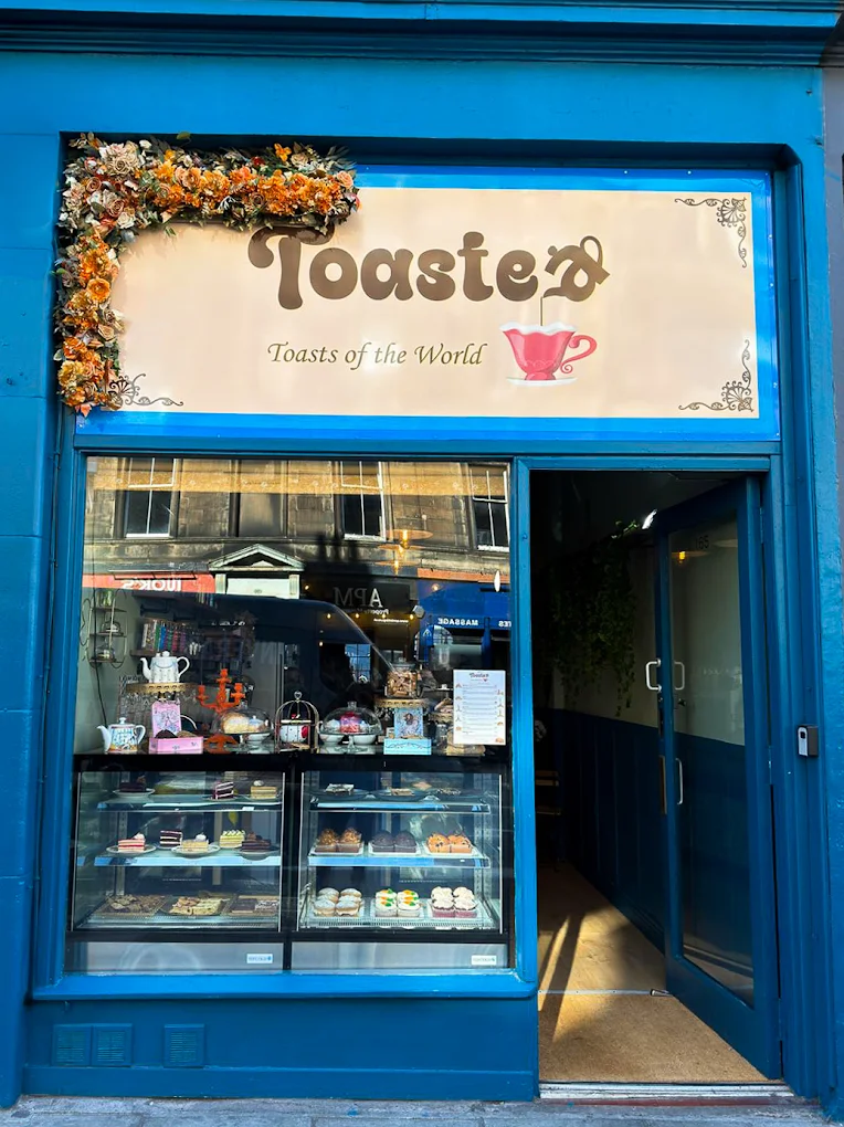 Toastea Edinburgh blue shop front on Morrison Street