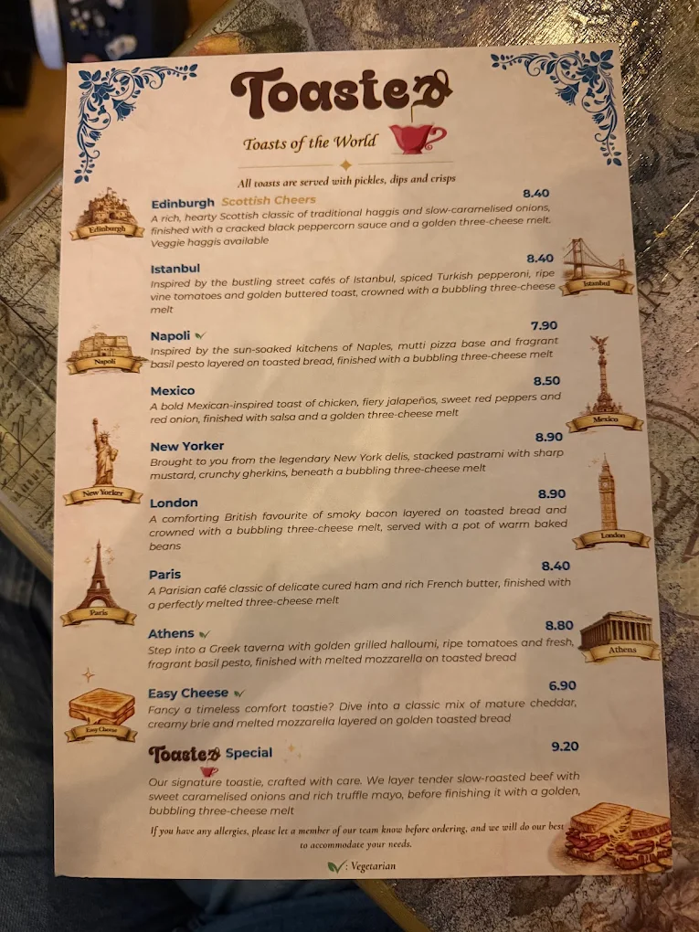 Toastea Toasts of the World menu